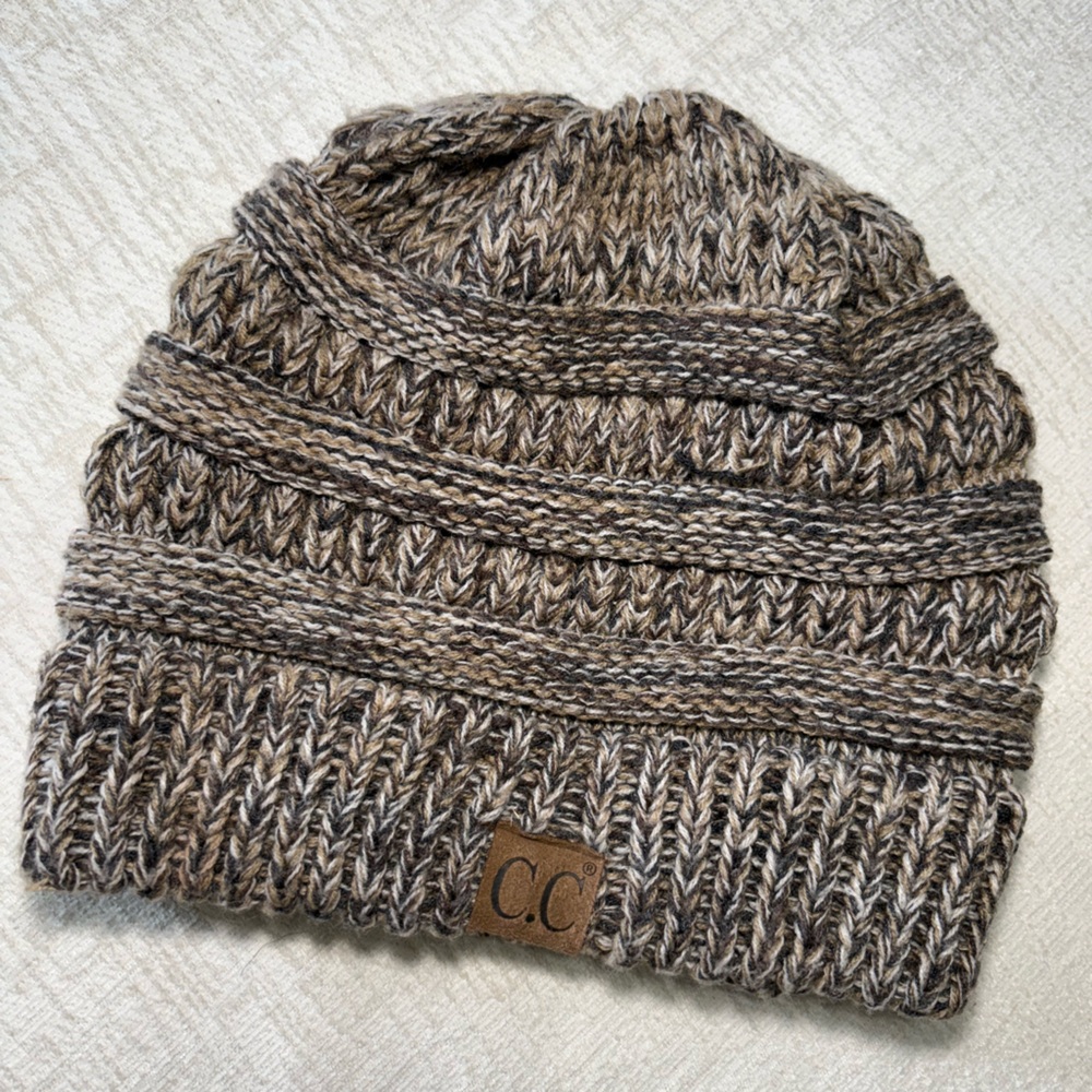 CC Boutique Brown Beanie Hat with Textured Design